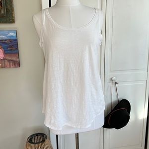 Never worn Eileen Fisher white cotton scoop neck tank.